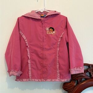 Y2K Kid’s Pink Embroidered Dora Lightweight Jacket with Gingham Accents 4T
